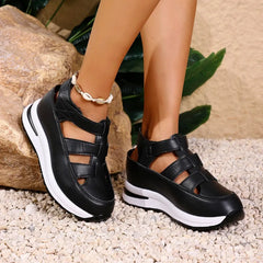 Sandals High Quality Buckle Strap Sandals Closed Toe Office Career Solid Wedge Shoes Women