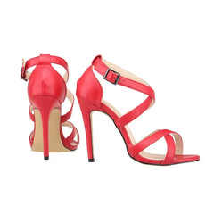 Sandals Runway Ankle Strap Stripper High Heels Dress Cross Stilettos Party Red Wedding Shoes