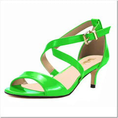 Sandals 5cm Low Thin High Heels Open Toe Casual Buckle Strap Sandal Patent Leather Party Wedding Shoes