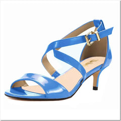 Sandals 5cm Low Thin High Heels Open Toe Casual Buckle Strap Sandal Patent Leather Party Wedding Shoes