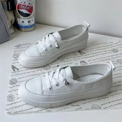 Sneakers Vulcanize Shoes Breathable Flats Solid Color Leather Pu Flat Shoes Young Woman Casual White Nurse Shoes