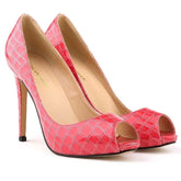 Stilettos 11cm Peep Toes Crocodile Pattern Shallow High Heels Elegant Party Wedding Shoes Large Size 43