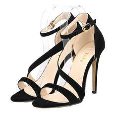 Strappy Sandals Slingback Sexy Open Toe Ankle Straps High Heels Stilettos Suede Wedding Heeled Dressy Party Shoes