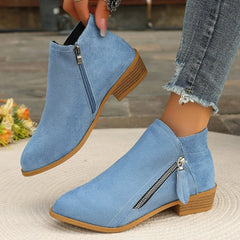 Ankle Boots Autumn Square Heel Boots Platform Sexy Zip High Heels Shoes Keep Warm Boots