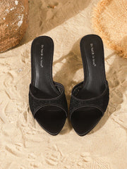 Black Lace Pointed Toe StilettoMules