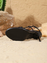 Black Satin Strappy High Heel Sandals