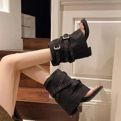 Clip Toe Herringbone Cool Boots Designer BrBuckle Pants Punk Platform Sandals Pumps Shoes
