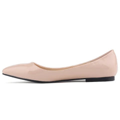 Flats Shoes Solid color Pointed Toe Slip On Patent Leather Woman Flat Single Casual Comfort Non-slip Loafers