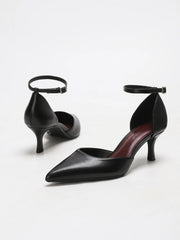 Leather Pointed Toe Mule Heels - Lightweight Breathable Stiletto Pumps Party