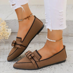 Light Comfortable Loafers Bow Tie Ballet Flats Pointed Toe Soft Barefoot Knitted Multicolor Casual Ballerina Sneakers