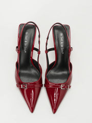 Patent Leather Pointed Toe Slingback Heeled Sandals