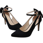 Pumps Ankle Strap Sandals Slingback Bow High Heels Kitten 9cm Pointed Toe Heel Party Wedding Dress Comfortable Shoes