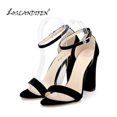 Sandals Pumps Comfortable Thick Heel Open Toe High Heels Sexy Ankle Buckle Sandal Dress Wedding Shoes