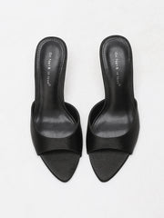 Satin Pointed Toe Stiletto Heel Mules