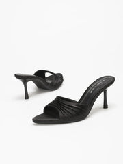 Stylish Elegant Ruched Minimalist Versatile Low-Cut Open Toe Stiletto Heel Mule Sandals | Perfect Dresses