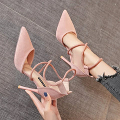 Suede High Heel 9cm Pointed Stiletto Sexy Black Wedding Shoes Nude Bridal Shoes Heel Woman