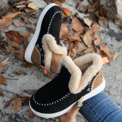 Suede Lace-Up Snow Boots Lace-up Woman Warm Fur Plush Lady Casual Ankle Boots Female Chunky Sneaker