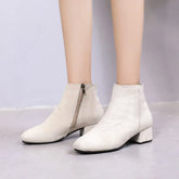 Boots Suede Dress Warm Boots Mid-Heel Wool Warm Ankle Boots