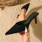 fashionable suede slip-on stiletto heels