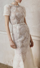 Finola White Floral Lace Midi Dress