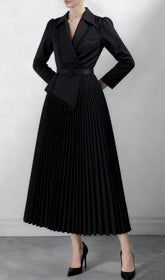 Ino Black Elegant Wrap Midi Dress
