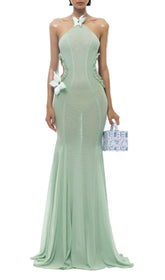 Carina Halter Butterfly Mermaid Maxi Dress