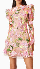 Emrys "In Bloom" Floral Embroidered Puff Sleeve Mini Dress