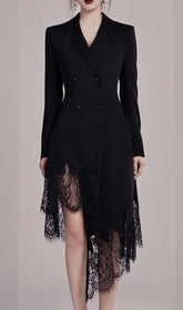 Inez Black Lace Asymmetrical Blazer Dress