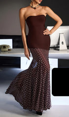 Fermintxo Chic Strapless Bandage Polka Dot Maxi Dress