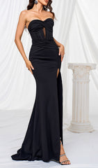 Christo Strapless Corset Slit Maxi Dress