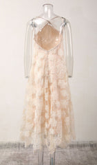 Billy Dreamy Floral Lace Halter Maxi Dress