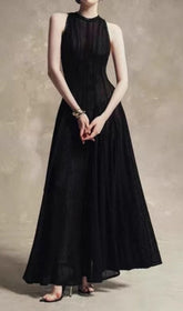 Elegant Cham Vintage-Inspired Sleeveless Maxi Dress