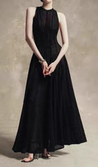 Elegant Cham Vintage-Inspired Sleeveless Maxi Dress