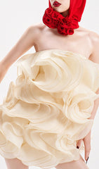 Indiana Voluminous Ruffle Strapless Mini Dress