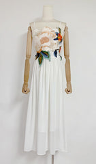 Emanuele White Floral Embroidered Maxi Dress