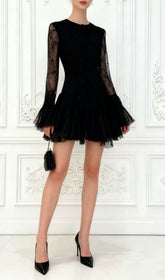 Ina Black Lace Mini Dress