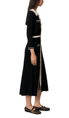 Redouane Elegant Black & White Knit Shirt Dress