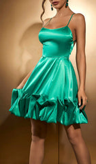 Dazzling Emerald Green Satin Mini Dress