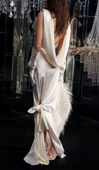 Haruki Luxe Satin Cowl Neck Backless Maxi Gown