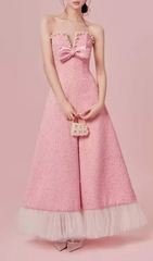 Gaphna Glamour Pink Strapless Maxi Gown