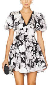 Chayan Chic Floral Embroidery Mini Dress