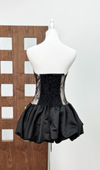Irene Black Strapless Corset Mini Dress