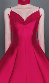 Carminda Luxe Rose Red Sweetheart Midi Dress