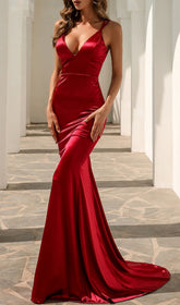 Casta V-Neck Satin Maxi Dress