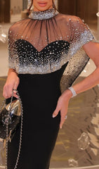 Duana Black Crystal Maxi Gown