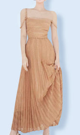 Domicia Elegant Pleated Maxi Dress