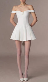 Gertie Chic White Off-Shoulder Mini Dress