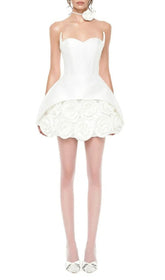 Ildiko White Strapless Corset Floral Mini Dress