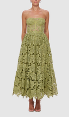 Aris Sage Green Lace Bustier Maxi Dress