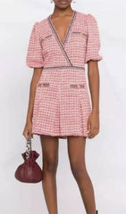 Chic Red Tweed Mini Dress
